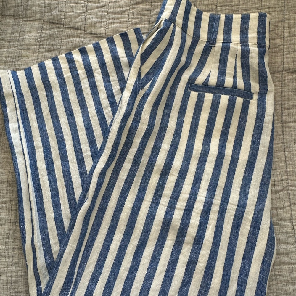 Boden Blue and White Striped Trousers